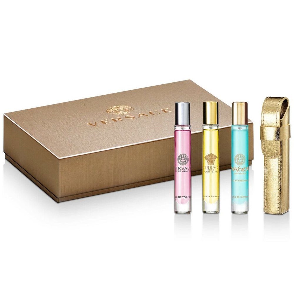 Versace Travel Spray bright crystal eros Dylan turquoise 0.3oz 4 Pc Gift Set